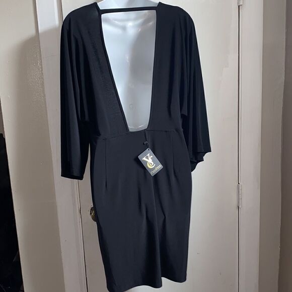 VEYRON CALANARI V Neck Little Black Dress-XL NWT - Picture 3 of 7